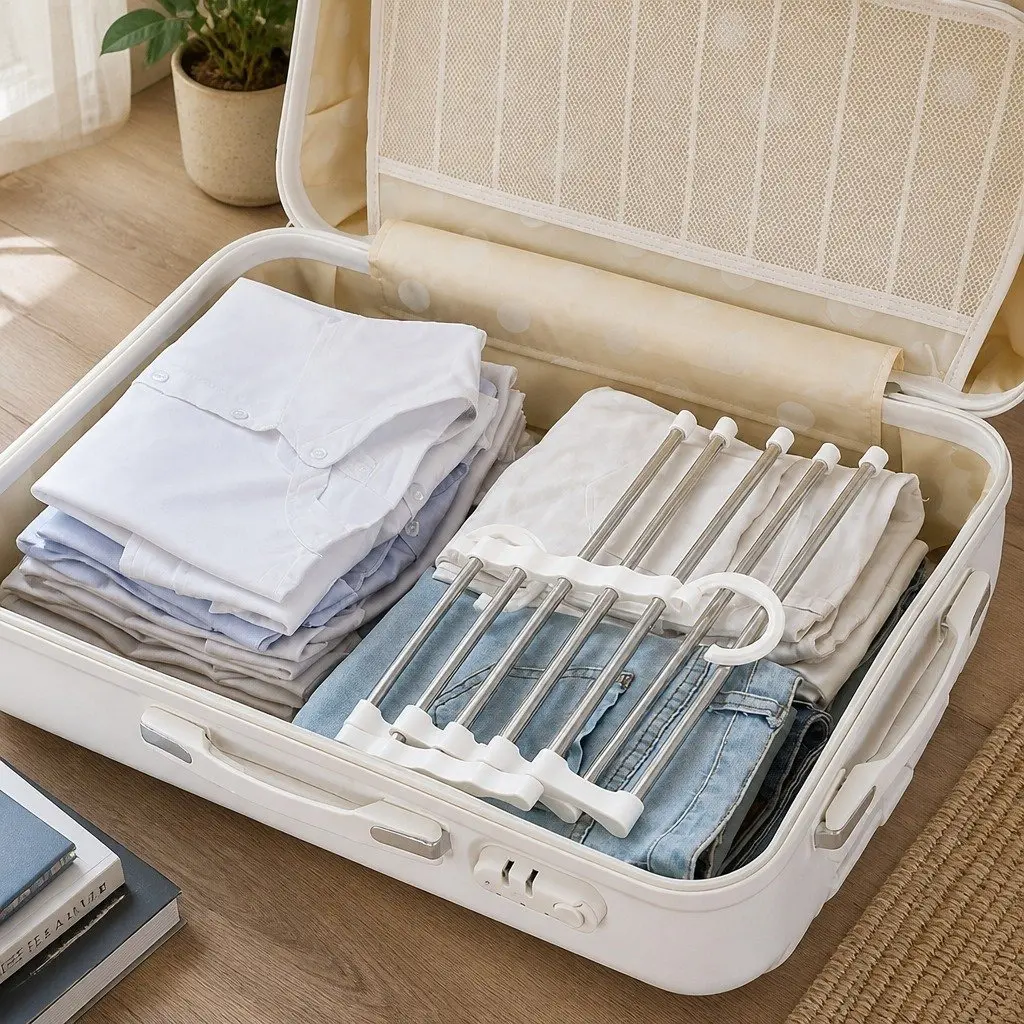 Pants Hangers Stainless Steel Adjustable Non-Slip 5-in-1 4 Pack Closet Storage
