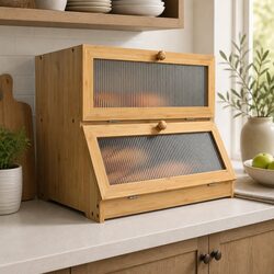 Compact Bamboo Bread Box - Stylish and Functional
