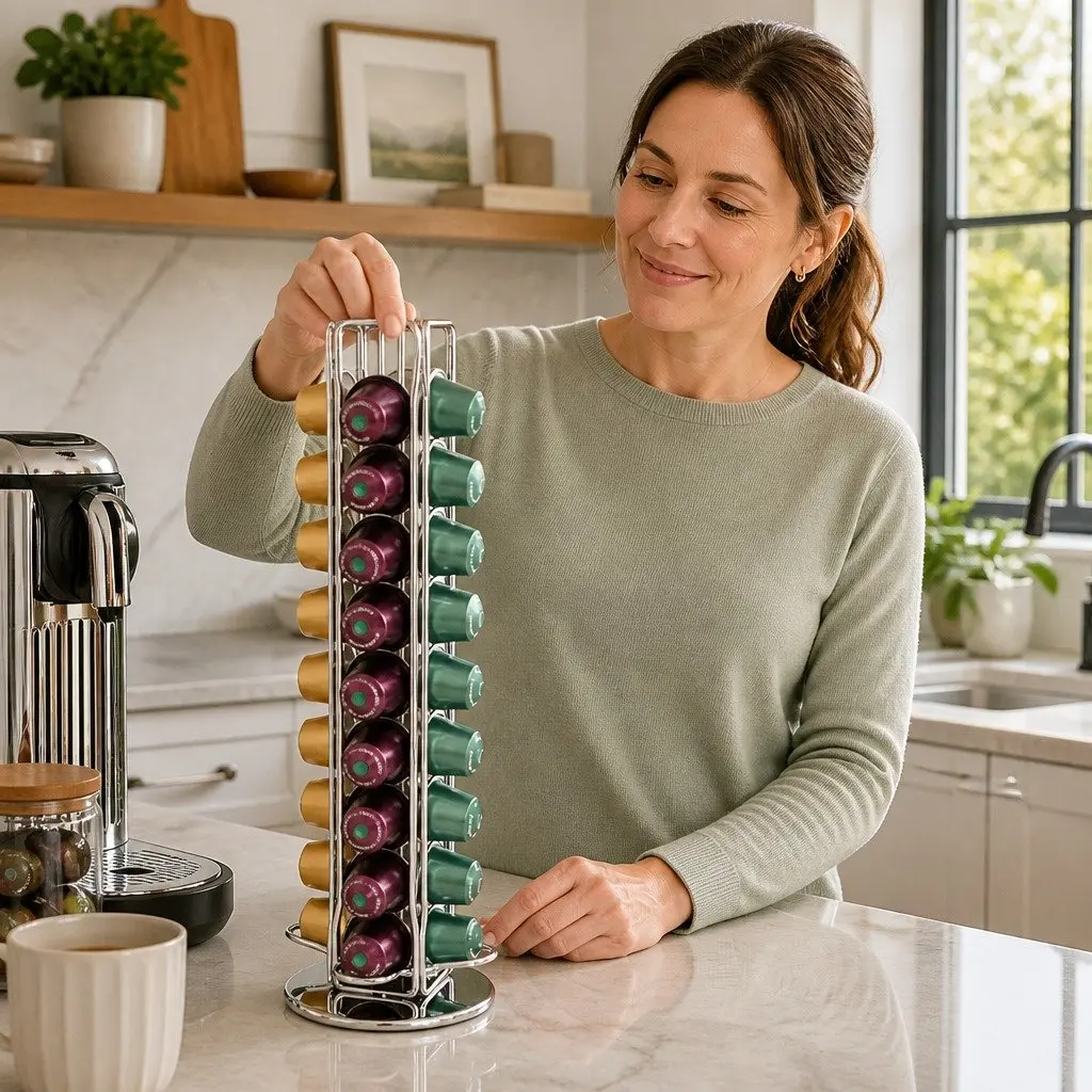 Coffee Pods Holder Carousel Storage Organiser Black 40 Capacity Rotating