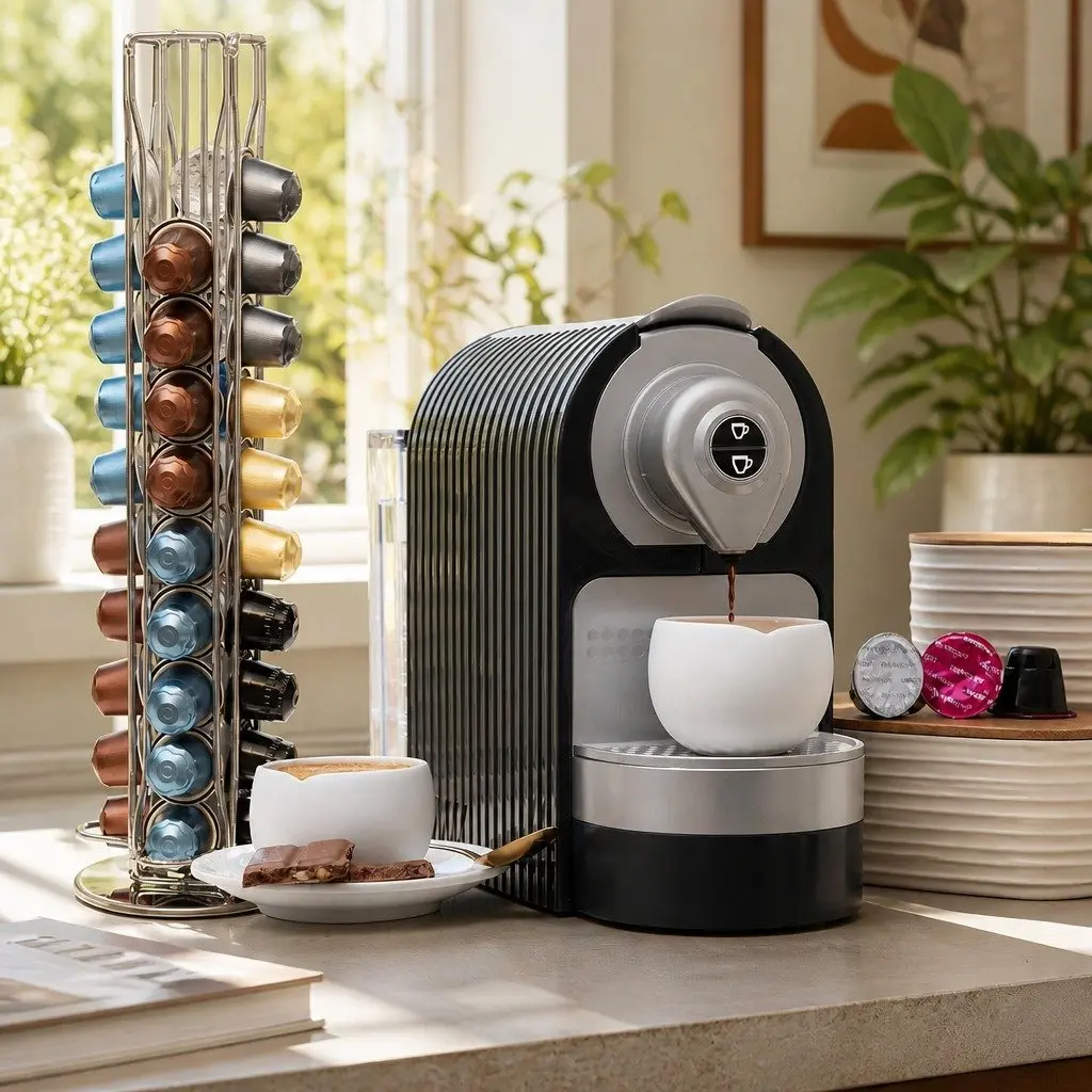 Coffee Pods Holder Carousel Storage Organiser Black 40 Capacity Rotating