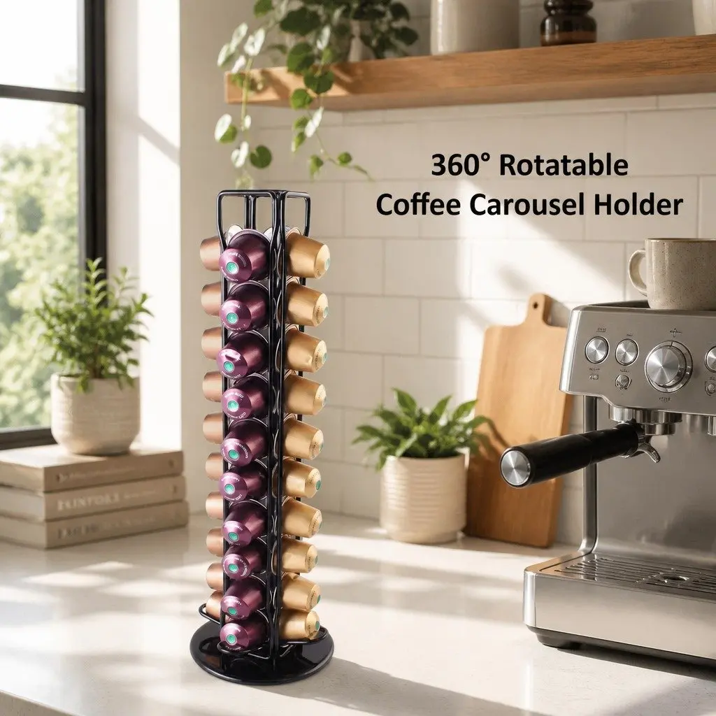 Coffee Pods Holder Storage Rotating Organiser 40 Capsule Capacity Kitchen