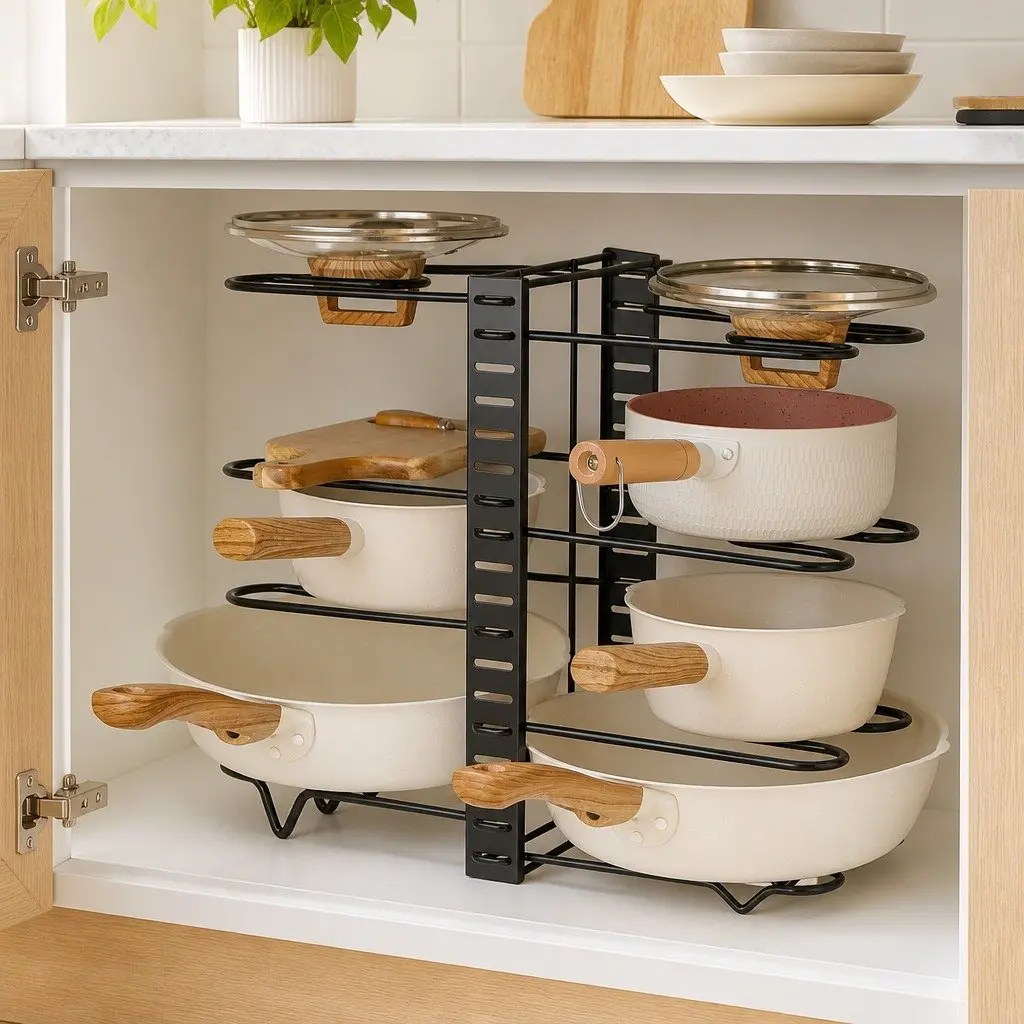 8-Tier Pan Rack for Kitchen Use