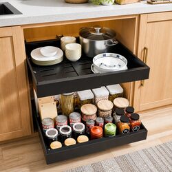 Concise Pull Out Cabinet Organizer with Adjustable Features