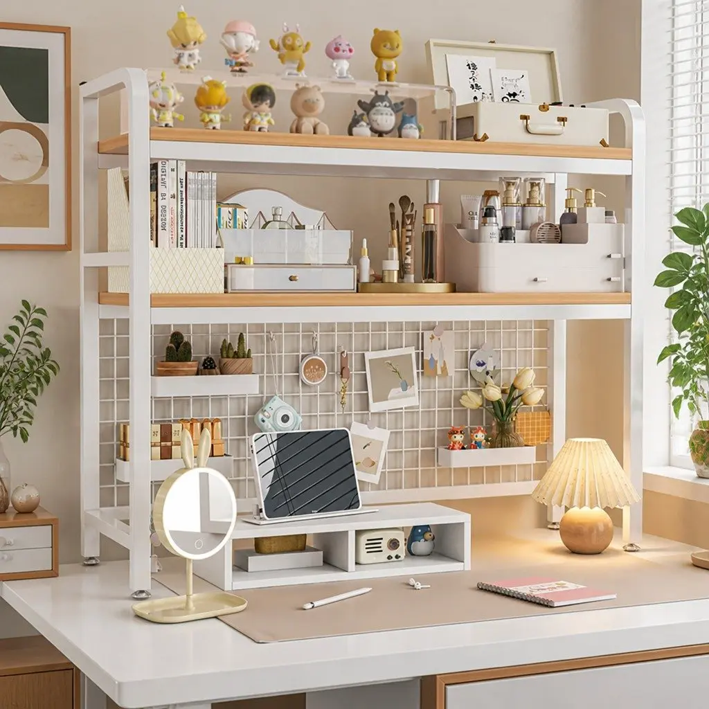2-Tier Metal Desktop Hutch for Organization