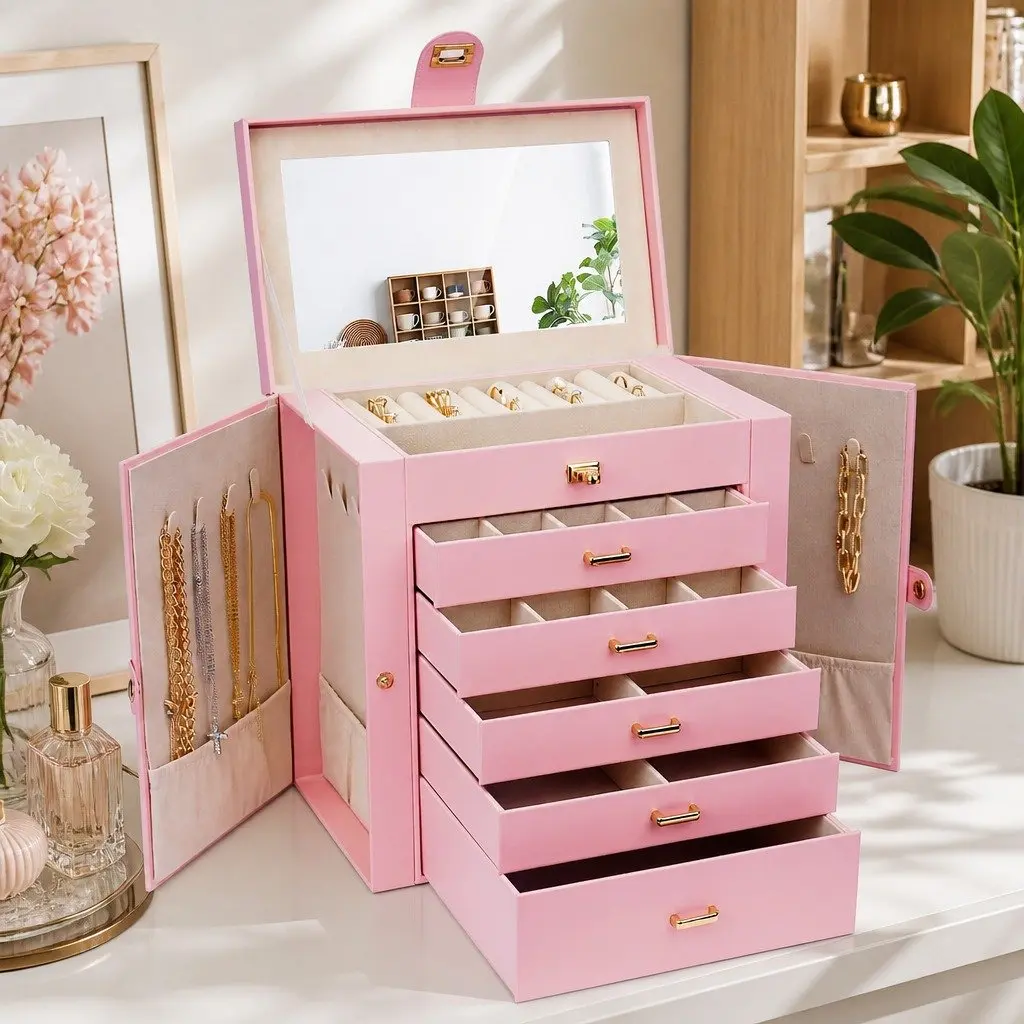 6-Layer Jewelry Storage Box with Key