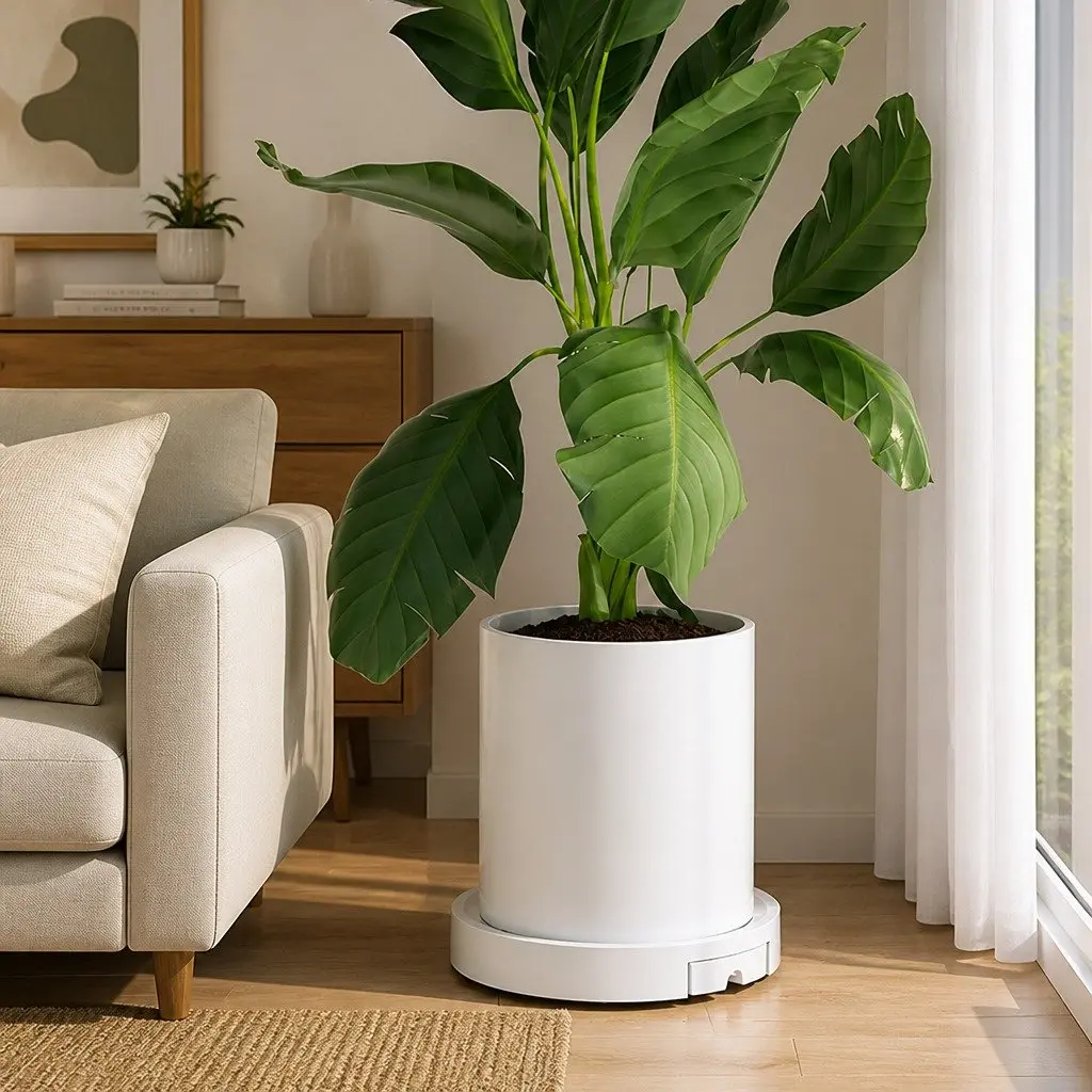 Rolling Plant Stand Black 26cm 360° Swivel Wheels for Indoor Pots