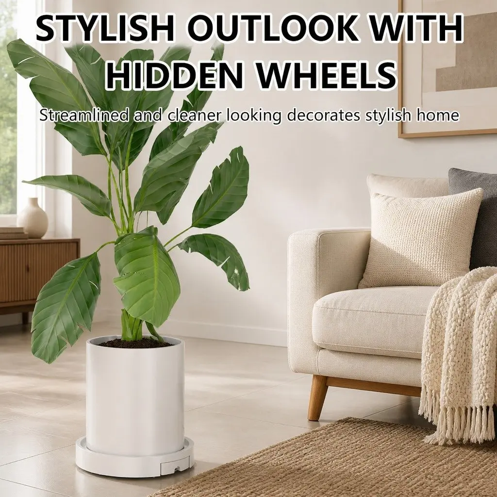 Rolling Plant Stand Black 26cm 360° Swivel Wheels for Indoor Pots