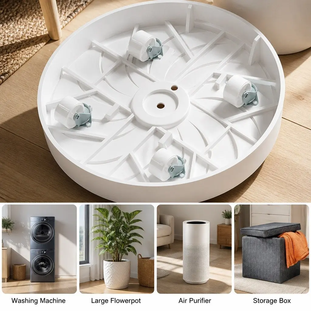 Rolling Plant Stand Black 26cm 360° Swivel Wheels for Indoor Pots