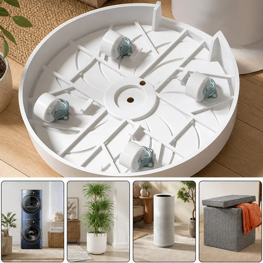 Rolling Plant Stand Black 26cm Pot Trolley 360° Wheels Indoor Planter Caddy 2 Piece