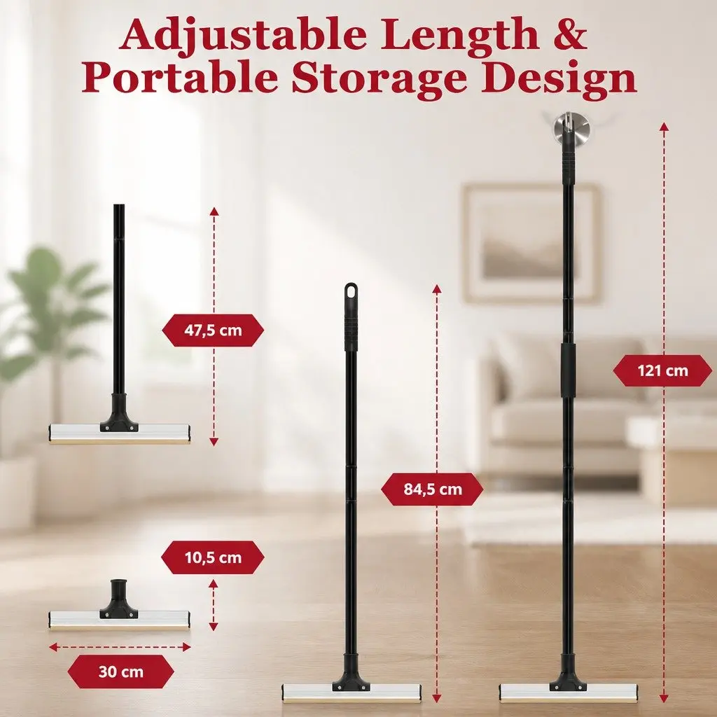 Pet Hair Remover Broom Long Handle 2-in-1 Cleaning Head for Carpets Hard Floors and Upholstered Surfaces
