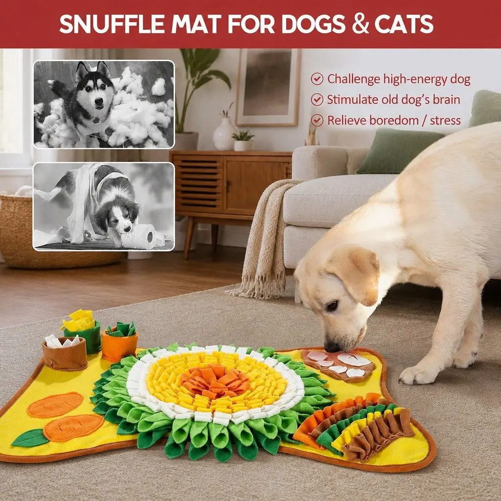 Snuffle Mat for Dogs Grey 50 x 75 cm Interactive Feeding Toy for Mental Enrichment