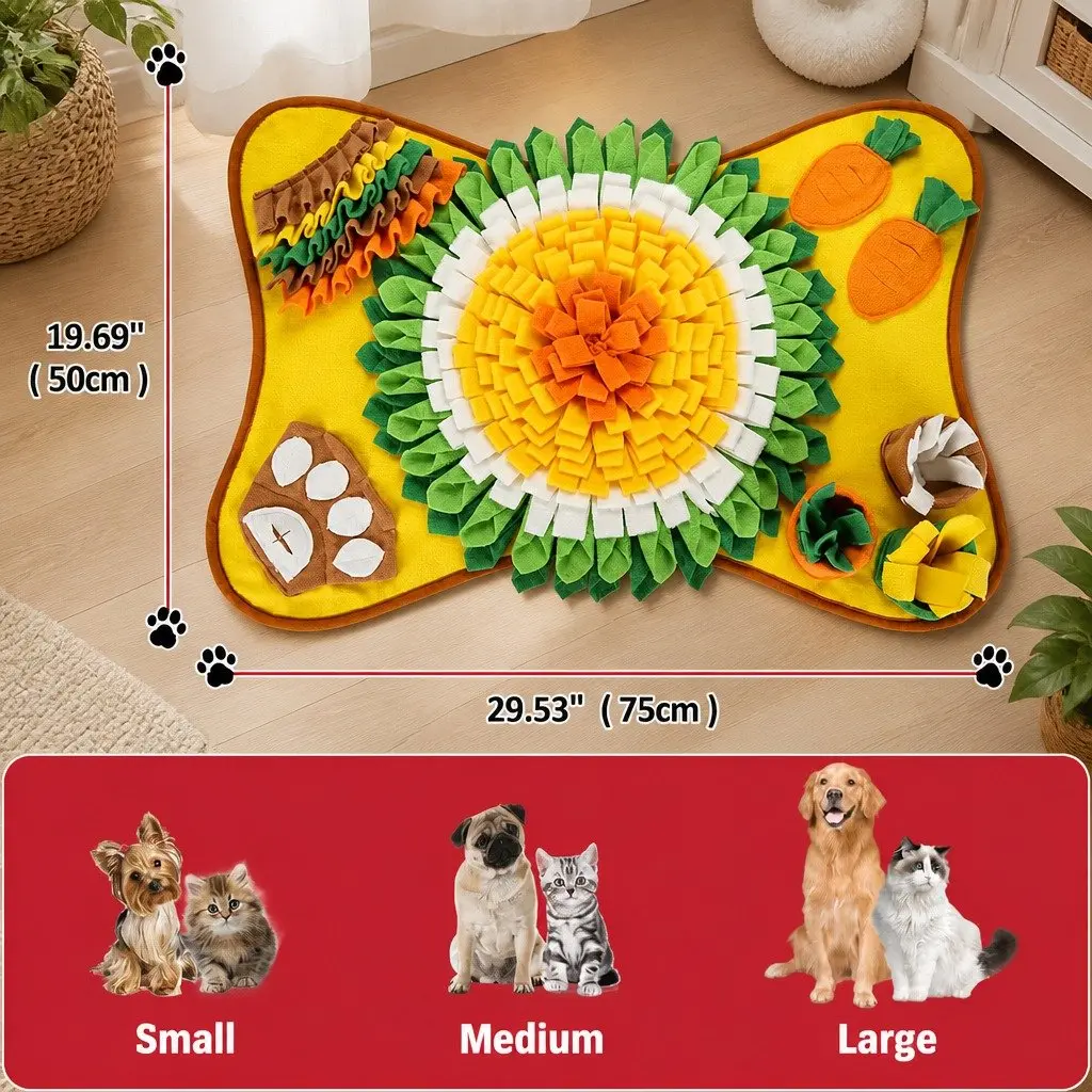 Snuffle Mat for Dogs Grey 50 x 75 cm Interactive Feeding Toy for Mental Enrichment
