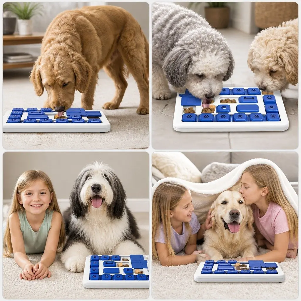Interactive Dog Puzzle Toy Green 30 x 20 cm Slow Feeder Treat Dispenser
