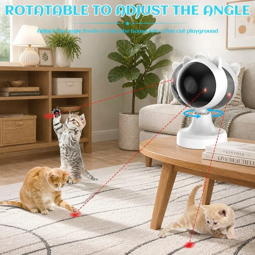 USB Rechargeable Cat Laser Toy Adjustable Angle 2 Speed Settings Interactive Automatic Play