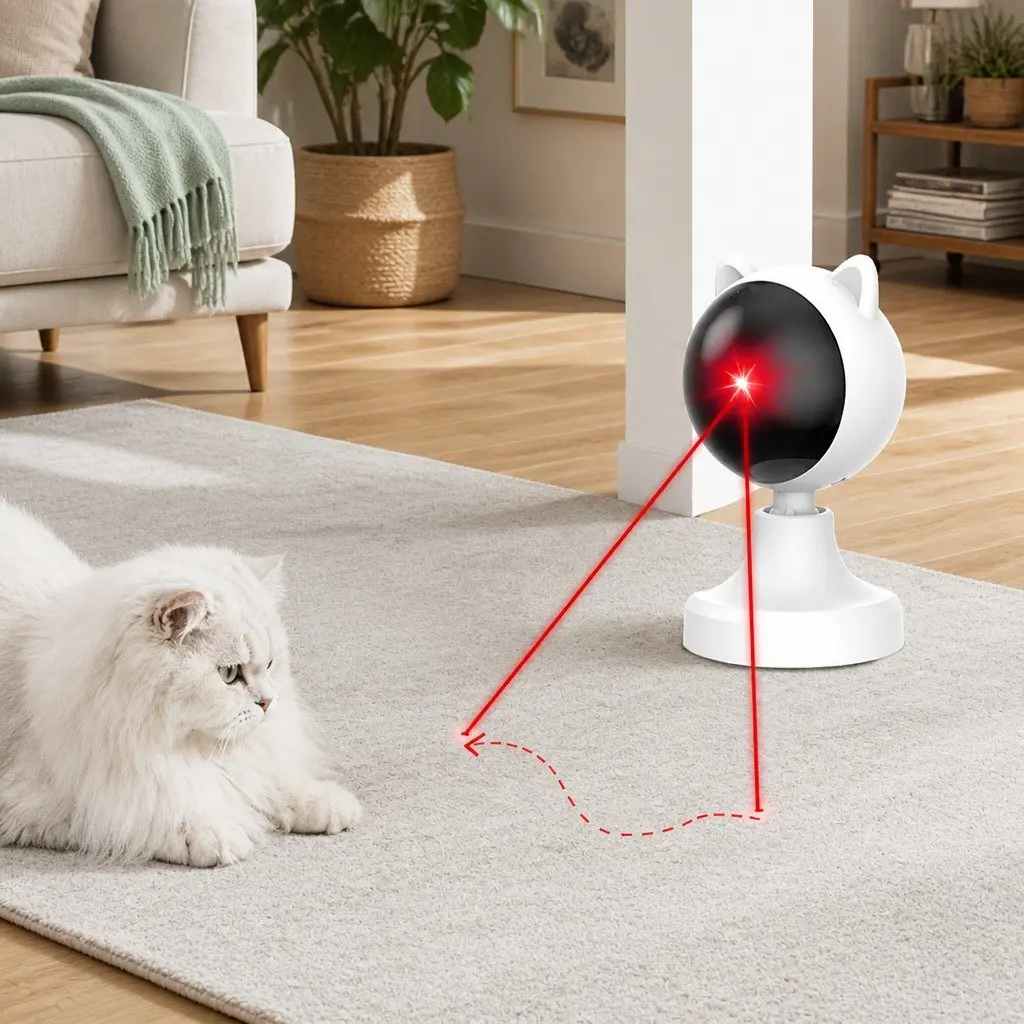 USB Rechargeable Cat Laser Toy Adjustable Angle 2 Speed Settings Interactive Automatic Play