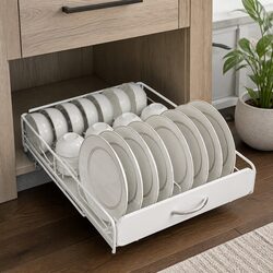 Pull Out Dish Rack Organizer Cabinet Slide Drawer Kitchen Storage Plates Bowls