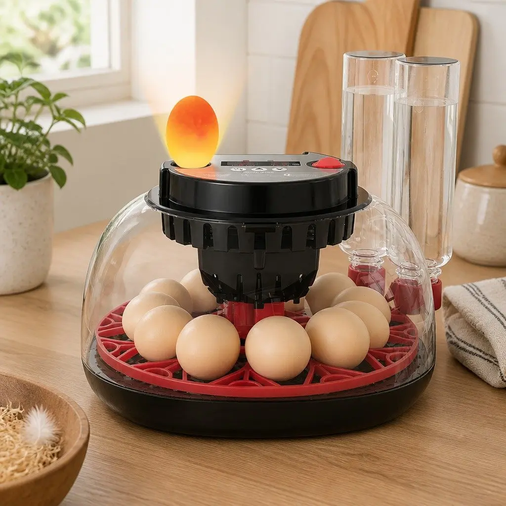12 Egg Incubator Automatic Turning Digital Control LED Display Temperature and Humidity Management