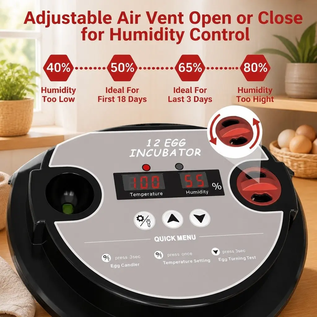 12 Egg Incubator with Easy Controls