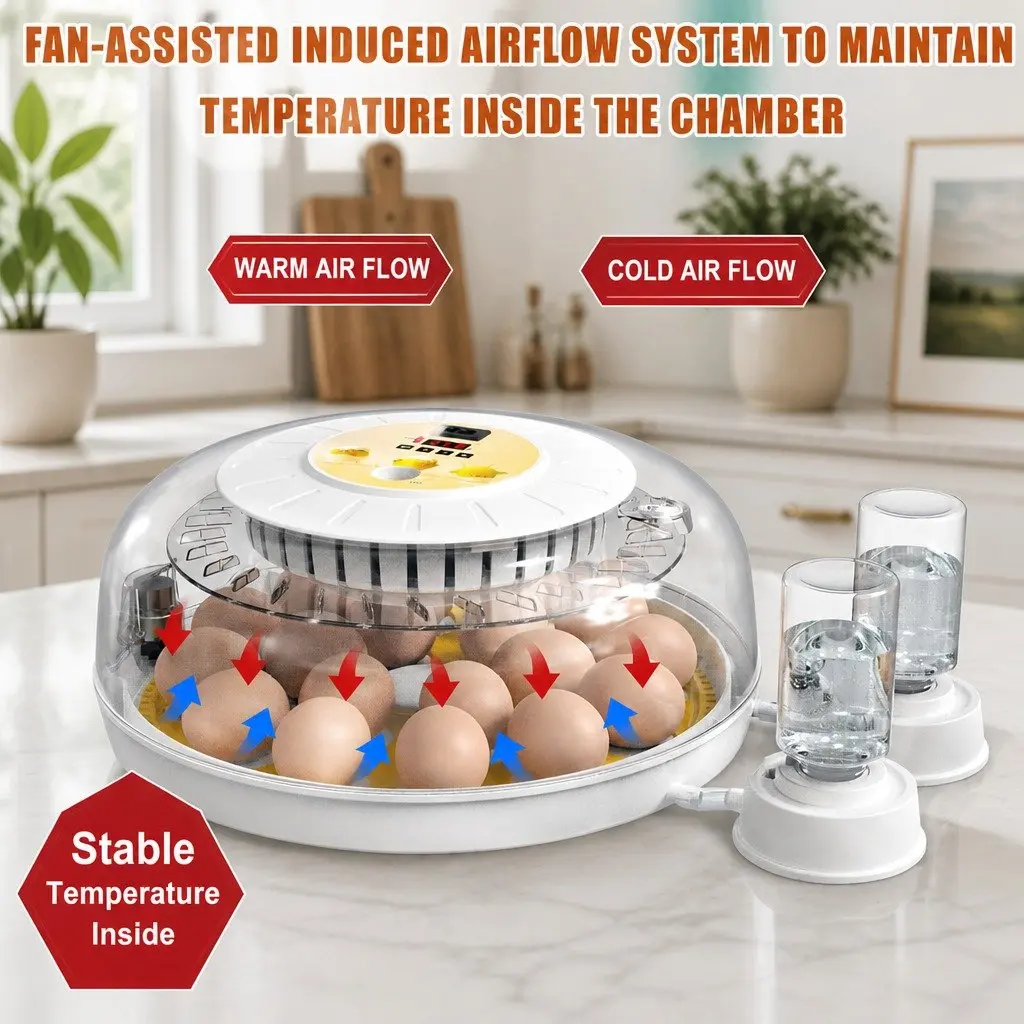 Automatic Egg Incubator 18 Egg Capacity LED Display with Humidity Control for Poultry Hatching