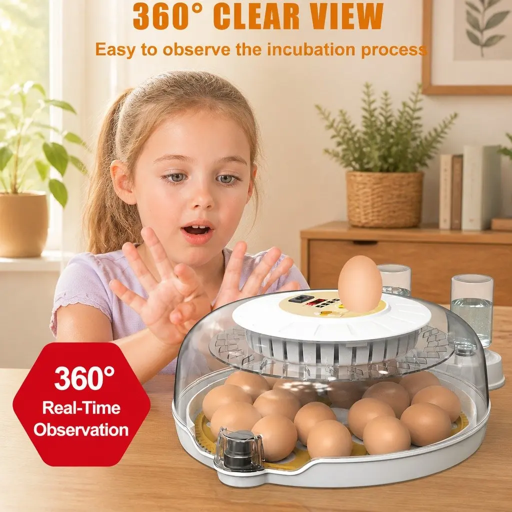 Automatic Egg Incubator 18 Egg Capacity LED Display with Humidity Control for Poultry Hatching