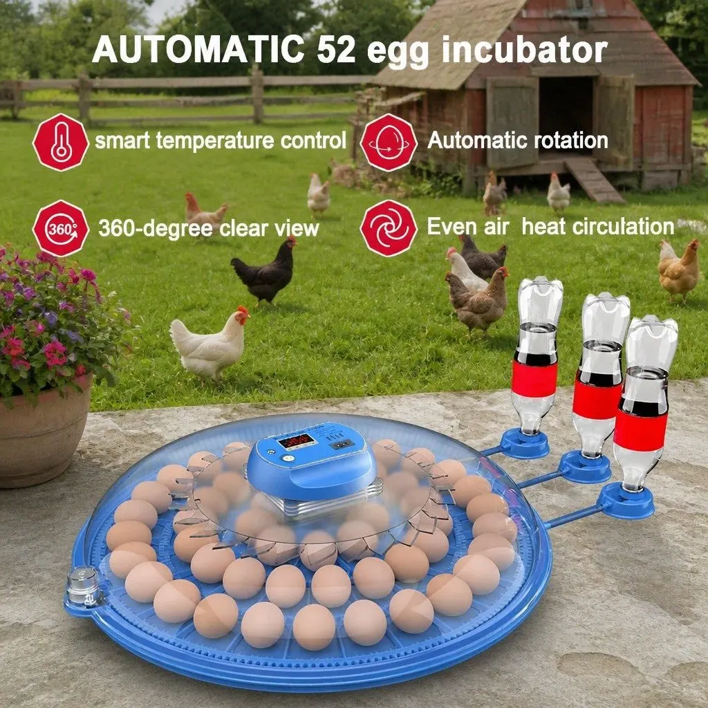 52 Egg Incubator Digital Control Humidity Temperature Automatic Turning LED Display