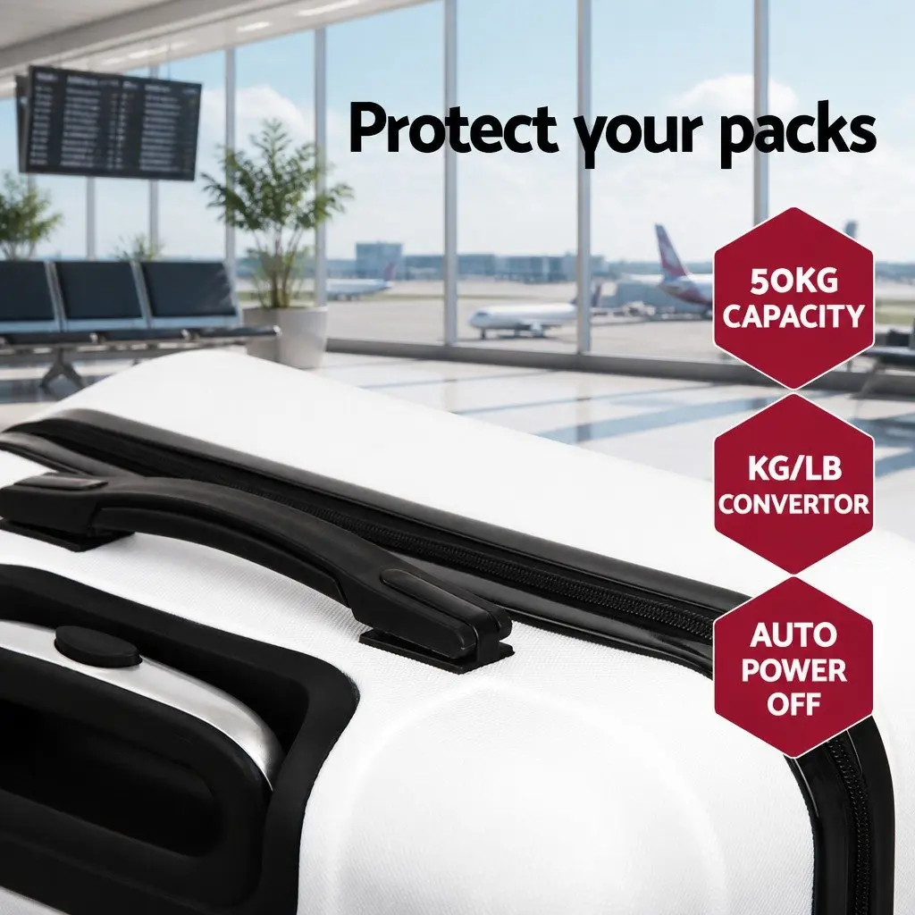 Hard Shell Luggage Set White 20" 28" Durable Spinner Suitcase with TSA Lock