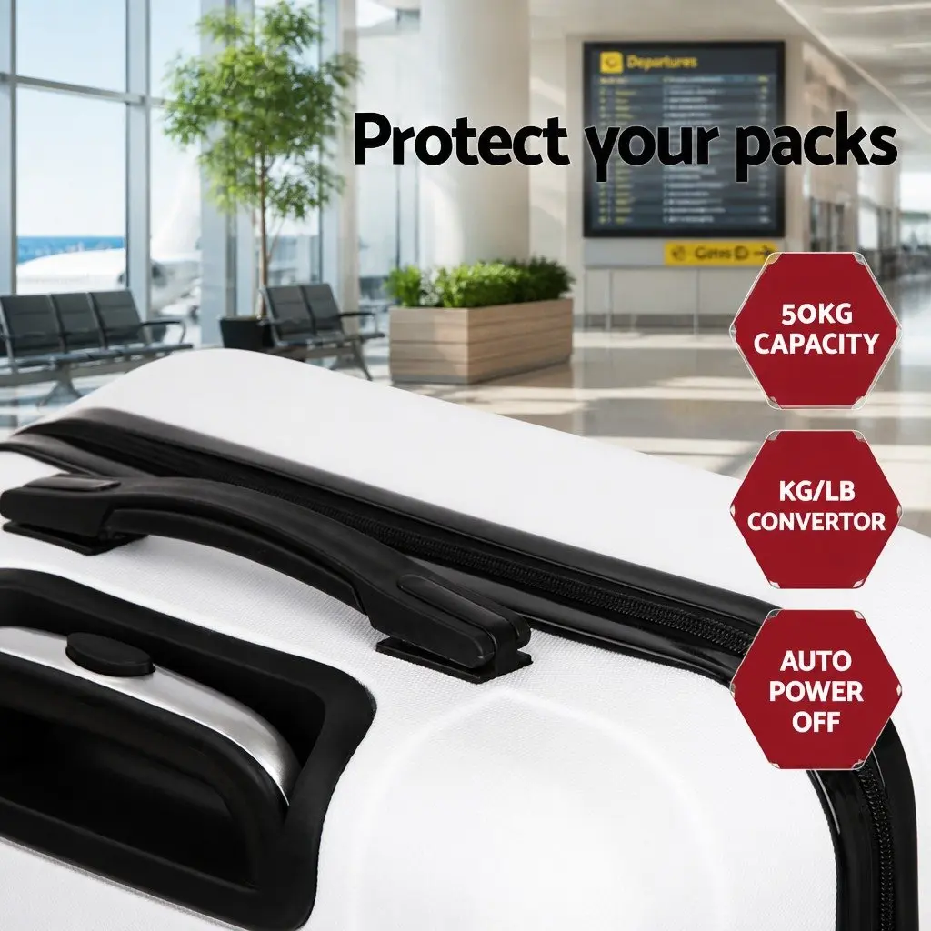 Hard Shell Luggage Set White 3 Piece 20 24 28 Inch Spinner Suitcase with TSA Lock
