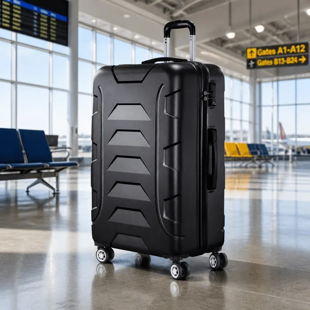 28 Inch Hard Shell Luggage Black Lightweight TSA Lock Spinner Wheels