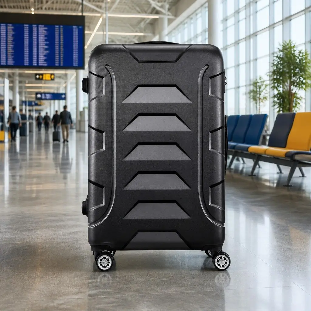 28 Inch Hard Shell Luggage Black Lightweight TSA Lock Spinner Wheels