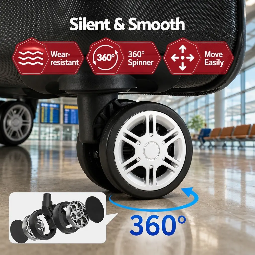 28 Inch Hard Shell Luggage Black Lightweight TSA Lock Spinner Wheels