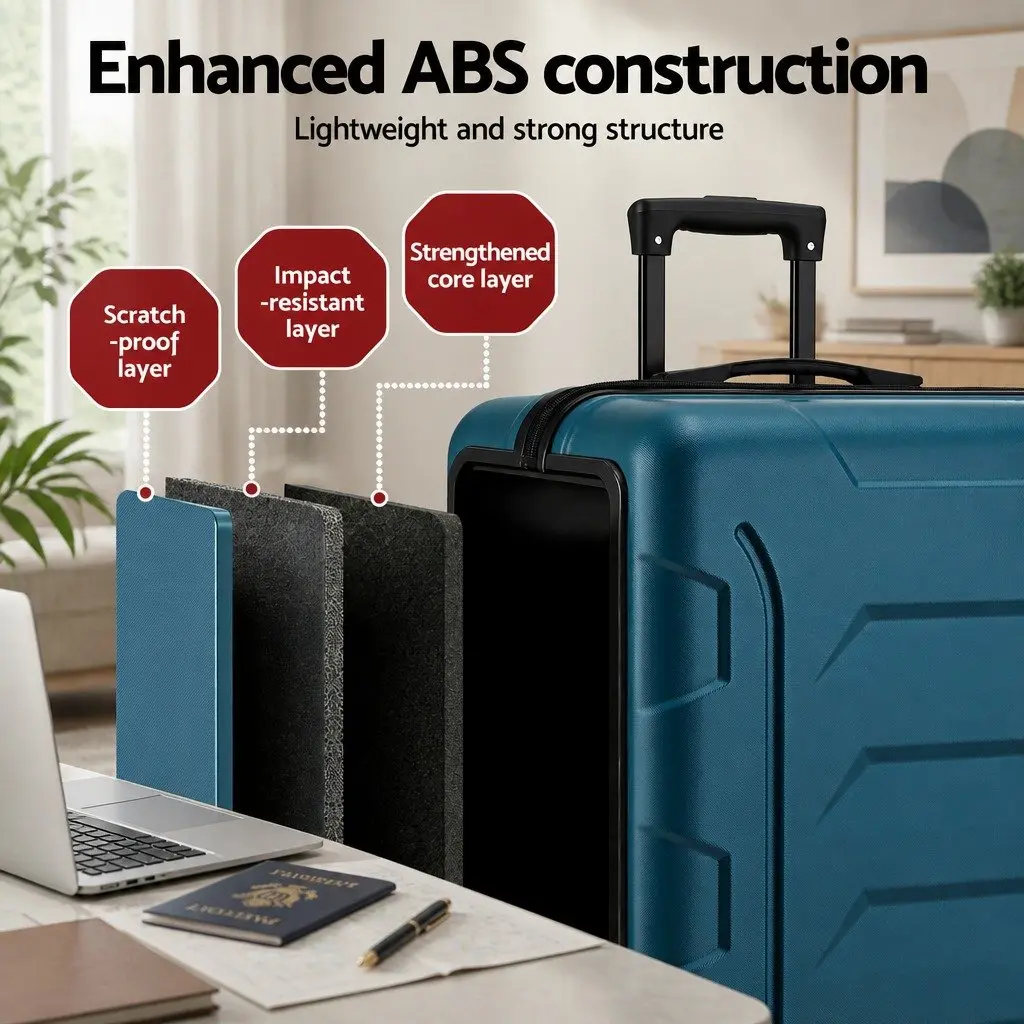 28 Inch Luggage Suitcase Teal Hard Case Lightweight Trolley with TSA Lock