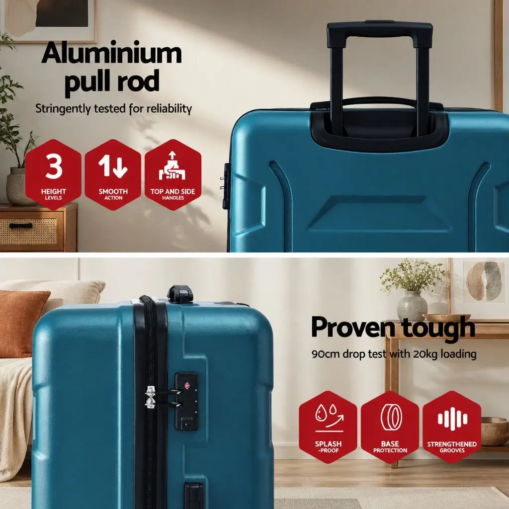 28 Inch Luggage Suitcase Teal Hard Case Lightweight Trolley with TSA Lock