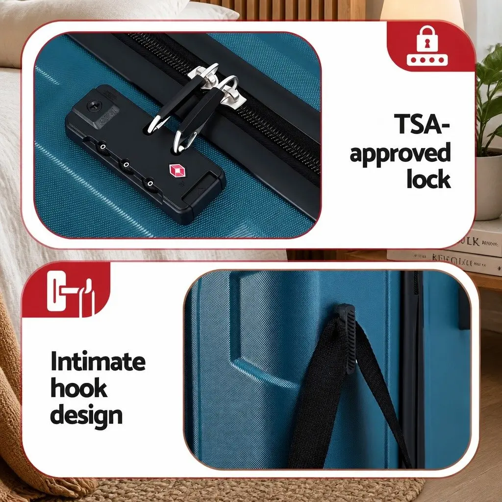 28 Inch Luggage Suitcase Teal Hard Case Lightweight Trolley with TSA Lock