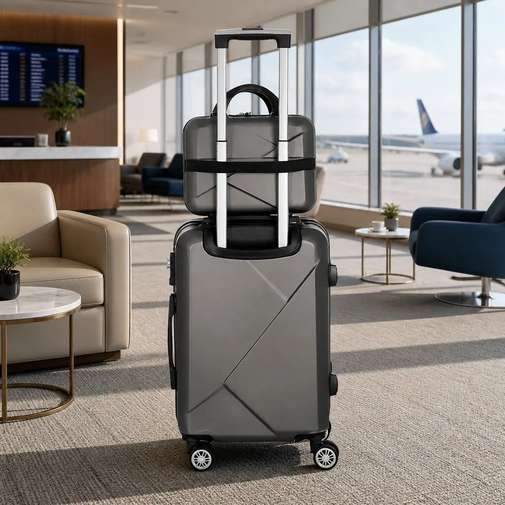 Luggage Set Dark Grey 2 Piece 20 Inch Hard Shell Suitcase with TSA Lock and 12 Inch Handheld Travel Case