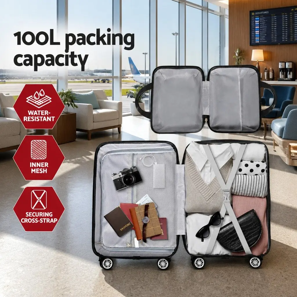 Luggage Set Dark Grey 2 Piece 20 Inch Hard Shell Suitcase with TSA Lock and 12 Inch Handheld Travel Case