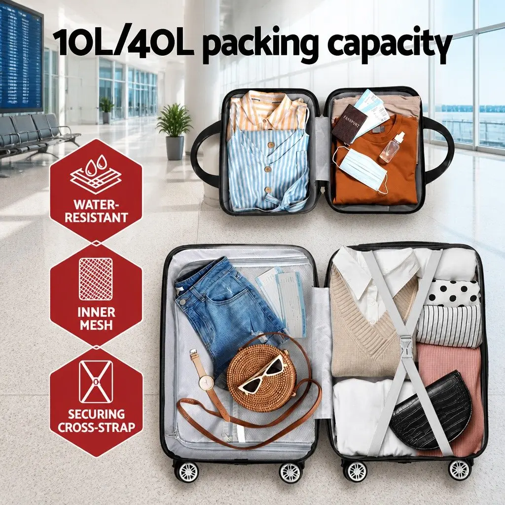 2 Piece Luggage Set Rose Gold 20 Inch Hard Shell Suitcase with TSA Lock and 12 Inch Carry On