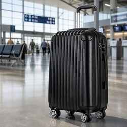 20 Inch Hard Shell Luggage Carry On Suitcase with Code Lock Wheels Black Travel