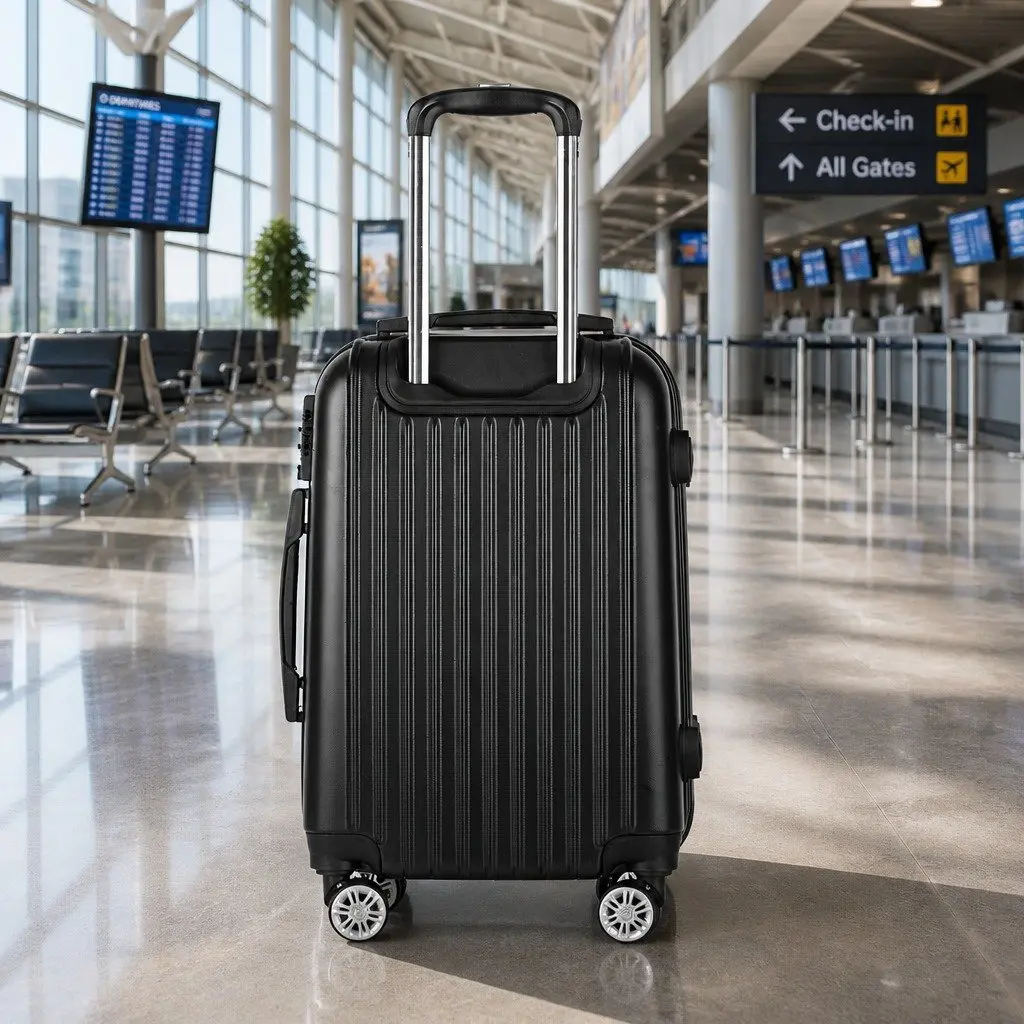 Hard Shell Suitcase Black 20 Inch Carry On with Code Lock and 360° Wheels