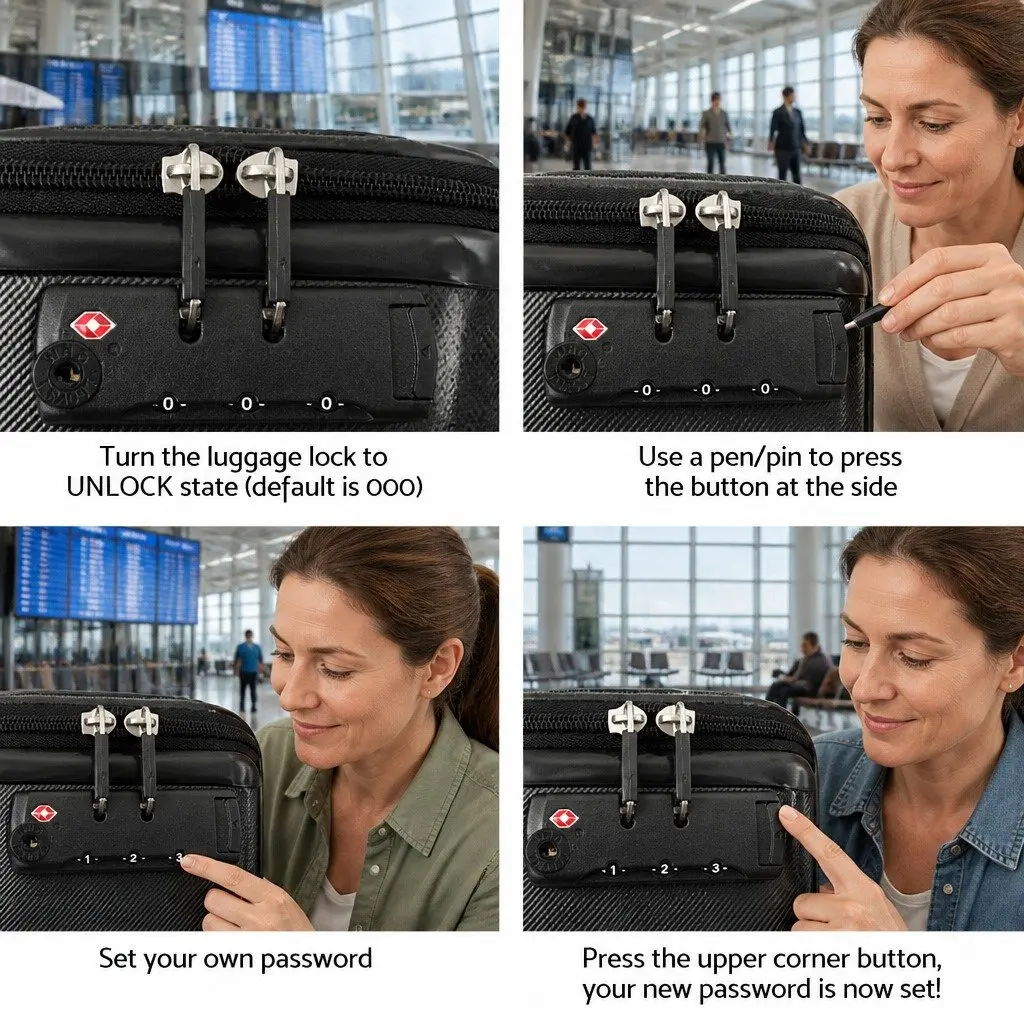 Hard Shell Suitcase Black 20 Inch Carry On with Code Lock and 360° Wheels