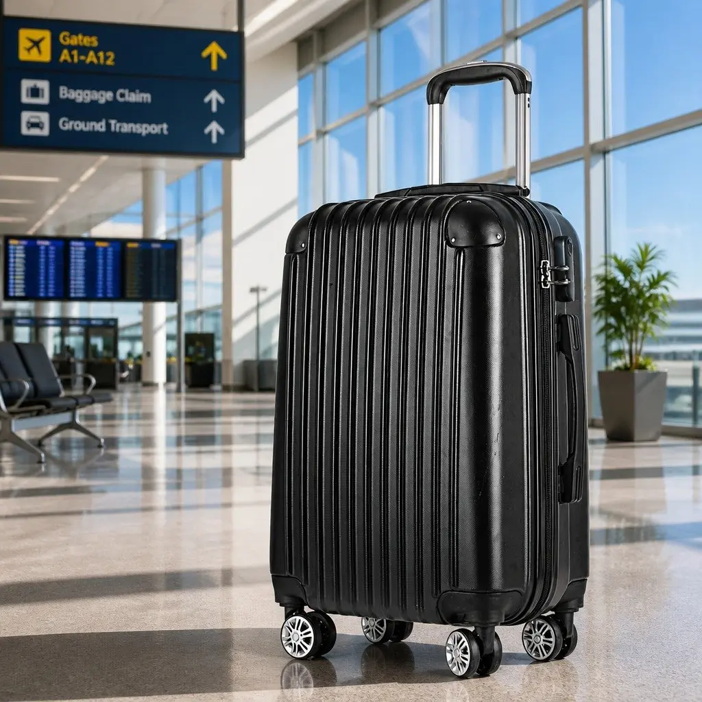 24 Inch Black Hard Shell Travel Suitcase