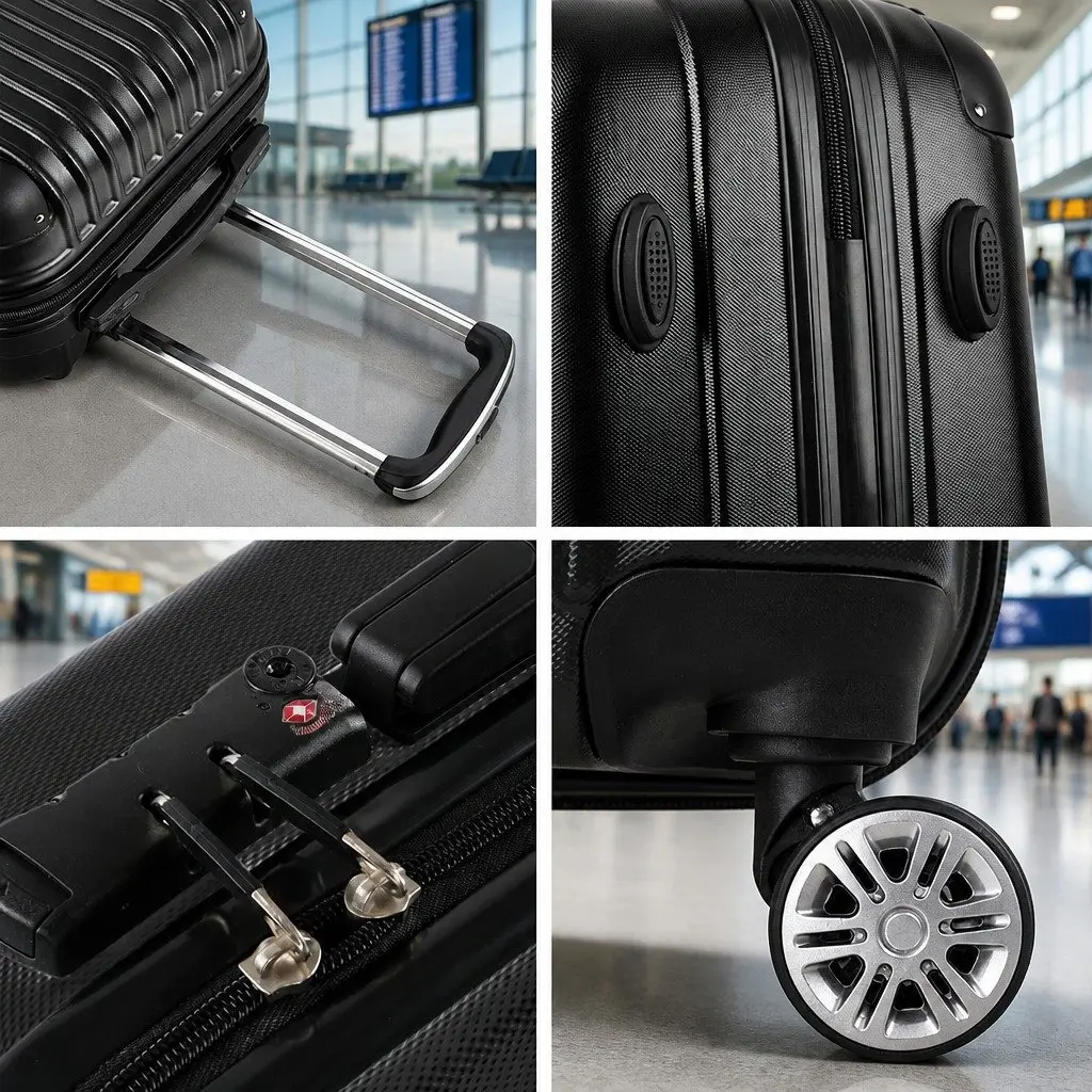 24 Inch Luggage Suitcase Black Hard Shell Spinner with TSA Lock