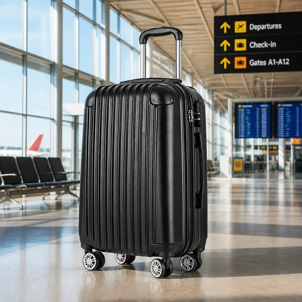 24 Inch Luggage Suitcase Black Hard Shell Spinner with TSA Lock