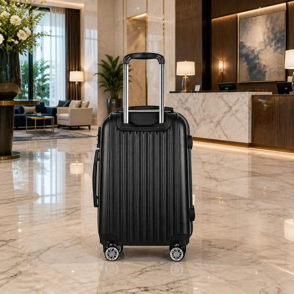 28 Inch Hard Shell Luggage Black Carry On Suitcase Spinner Wheels TSA Lock