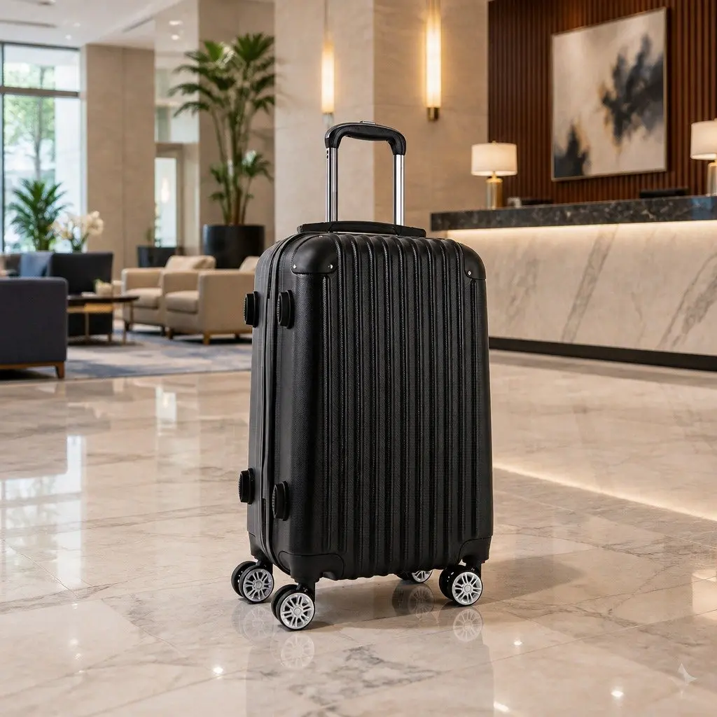28 Inch Hard Shell Luggage Black Carry On Suitcase Spinner Wheels TSA Lock