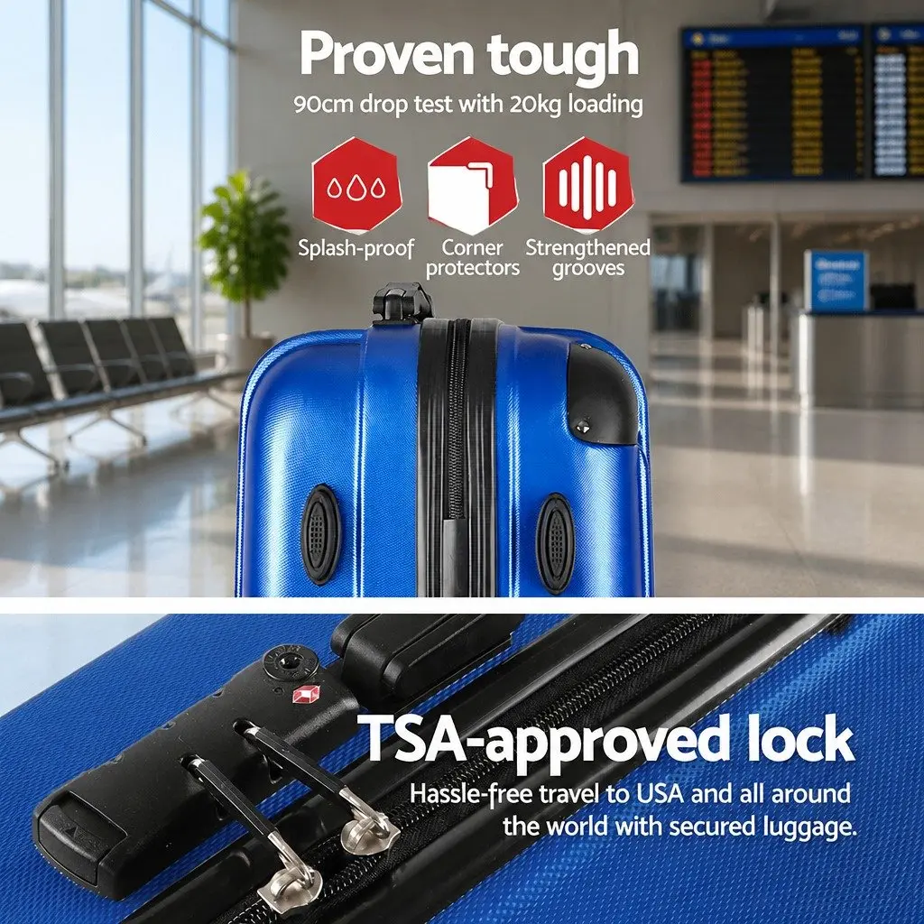 28 Inch Hard Shell Suitcase Blue Lightweight Spinner Wheels TSA Lock