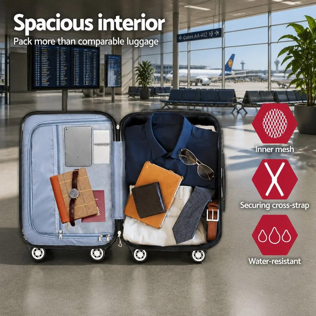 28 Inch Hard Shell Suitcase Blue Lightweight Spinner Wheels TSA Lock