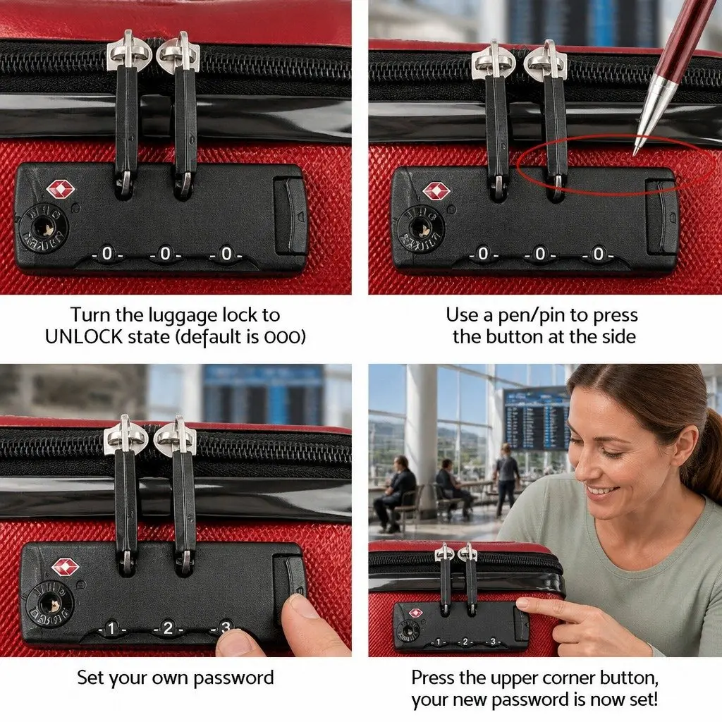 Hard Shell Luggage Set Red 20 28 Inch Carry On Suitcase TSA Lock Spinner