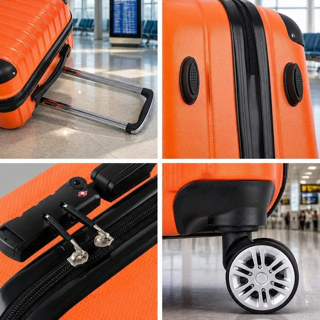 Luggage Set Orange 3 Piece 20 24 28 Inch Hard Shell Suitcase TSA Lock Spinner Carry On