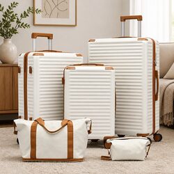 Concise 5-Piece Luggage Set with Hard Shell Cases