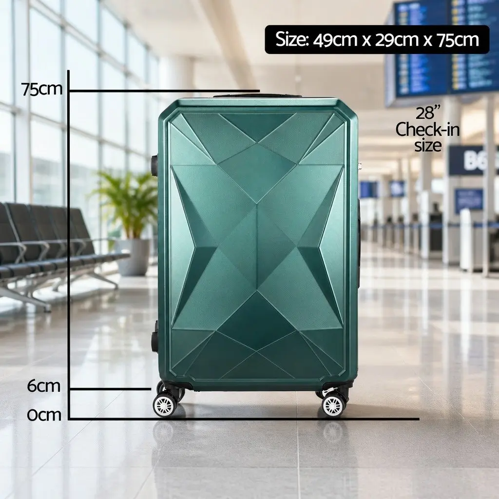 Luggage Suitcase Green 28-inch Hard Shell Travel Case with Spinner Wheels and TSA Lock